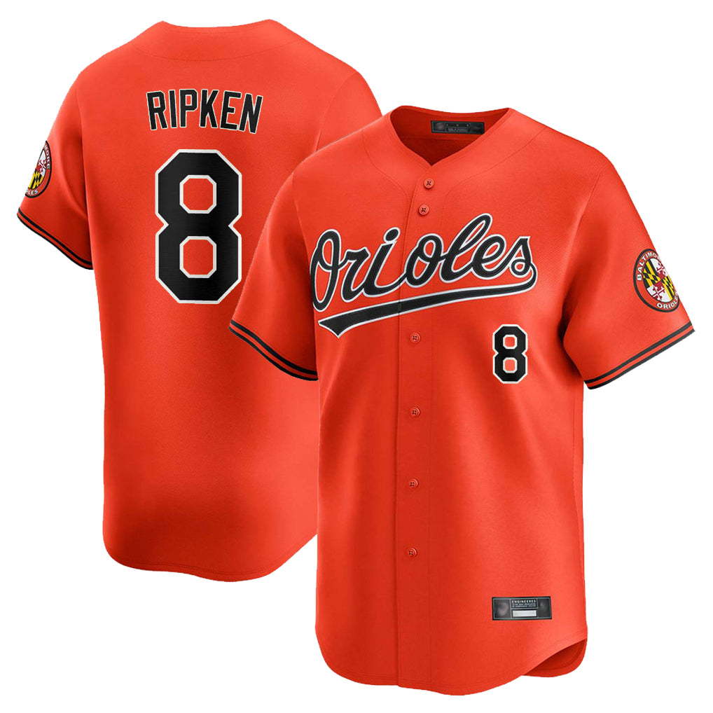 Baltimore Orioles #8 Cal Ripken Player Orange HOLBERT Limited Home Game Stitched Jerseys