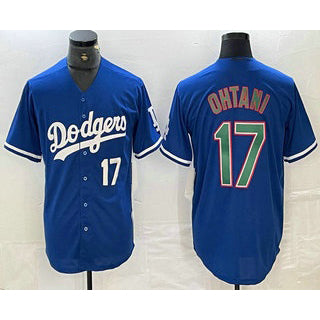 Los Angeles Dodgers #17 Shohei Ohtani Number Blue Green HOLBERT Stitched Cool Base Jerseys