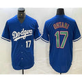 Los Angeles Dodgers #17 Shohei Ohtani Number Blue Green HOLBERT Stitched Cool Base Jerseys