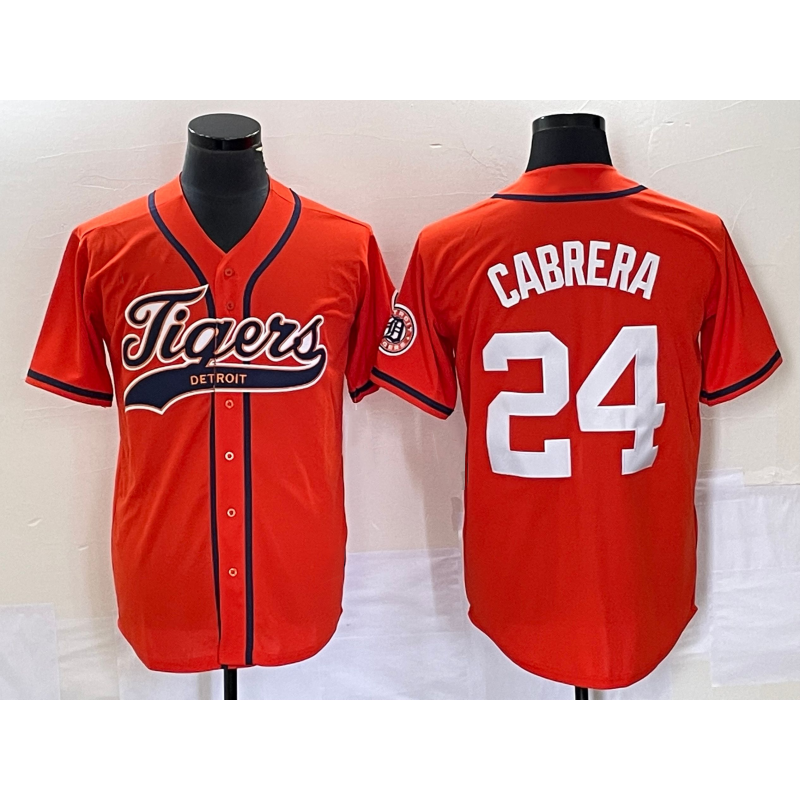 Detroit Tigers #24 Miguel Cabrera Orange HOLBERT Cool Base Stitched Jersey