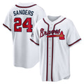 Atlanta Braves #24 Deion Sanders White HOLBERT Home Retired Player Replica Jersey