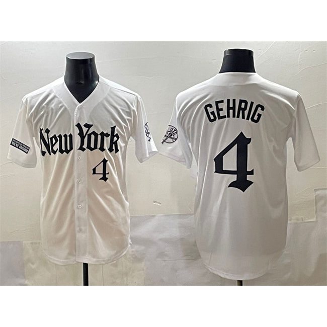 New York Yankees #4 Lou Gehrig White HOLBERT 'Gothic Legacy Edition' Vapor Premier Limited Stitched Jersey