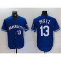 Kansas City Royals #13 Salvador Perez Number Royal HOLBERT Cool Base Stitched Jersey