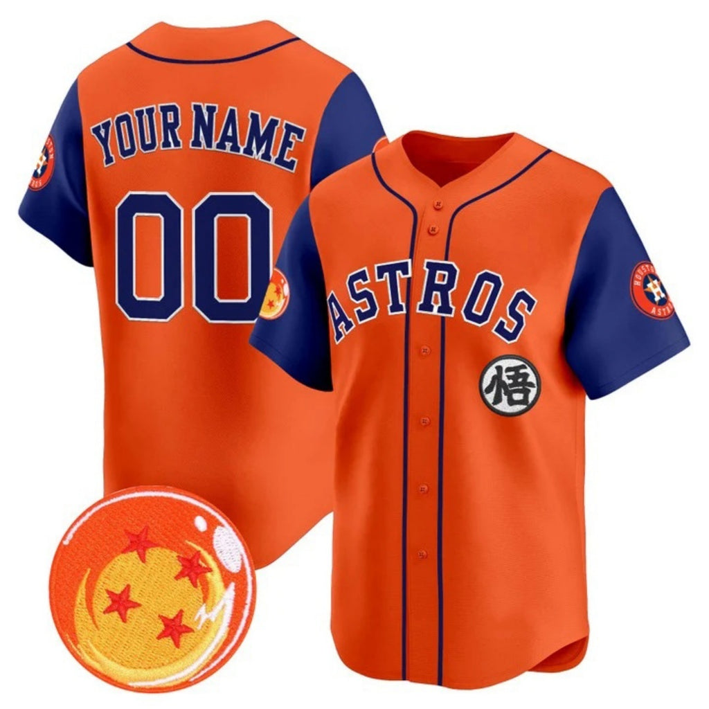 Custom Houston Astros x Dragon Ball Royal Orange HOLBERT Vapor Premier Limited Jersey - All Stitched