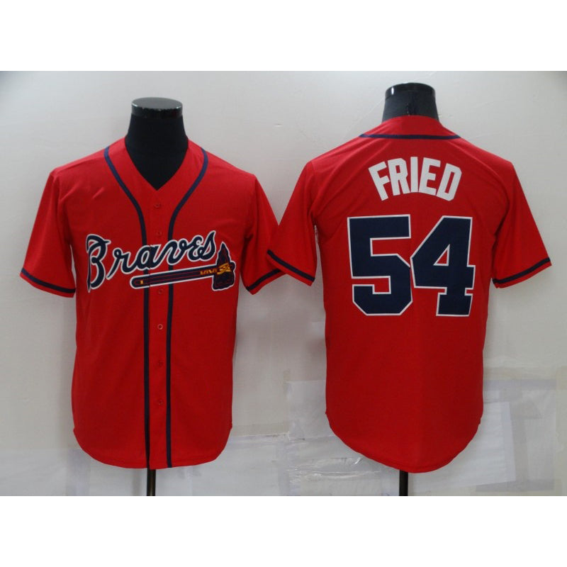 Atlanta Braves #54 Max Fried Red HOLBERT Stitched Cool Base Jersey