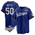 Los Angeles Dodgers #50 Mookie Betts Player Royal HOLBERT World Series City Connect Home Game Stitched Jerseys