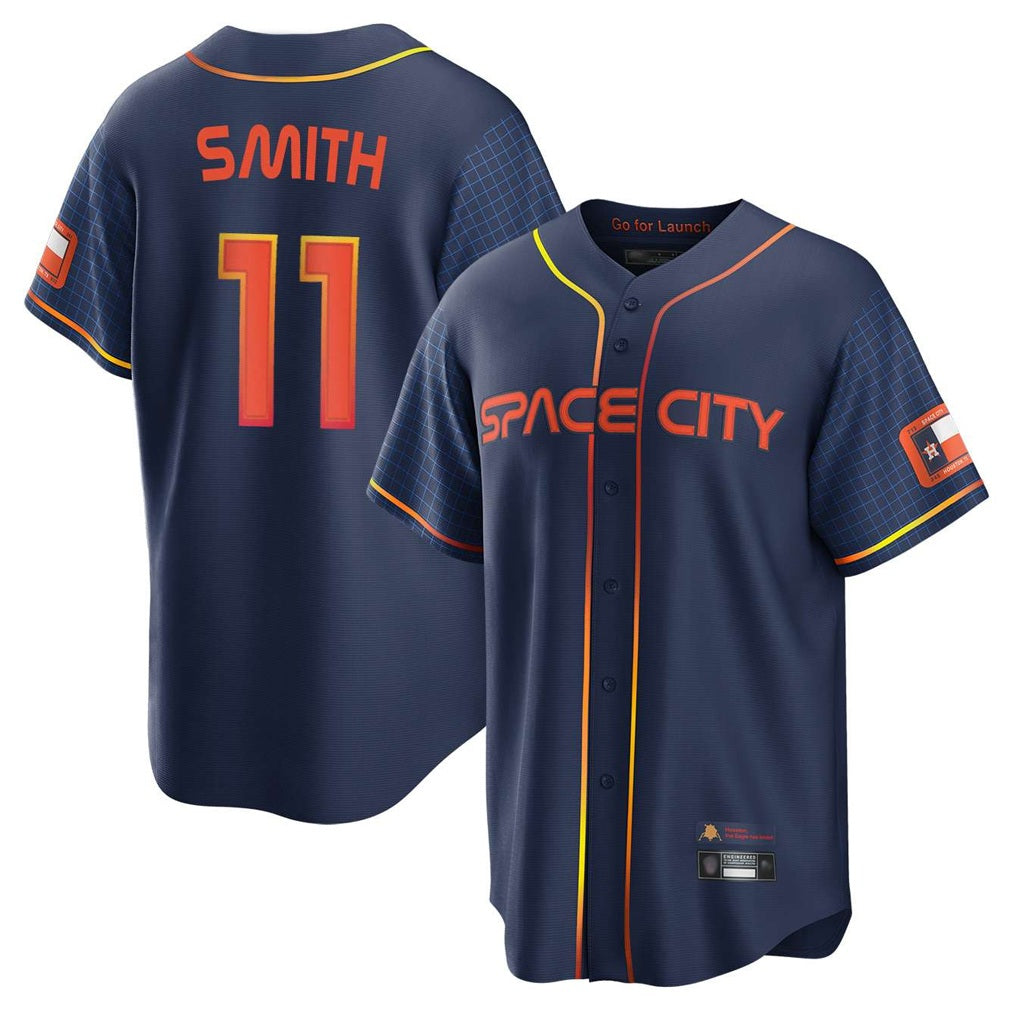 Houston Astros #11 Cam Smith Player Navy HOLBERT City Connect Home Game Stitched Jerseys