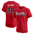 Atlanta Braves #28 Matt Olson Player Red HOLBERT Limited Elite Home Game Stitched Jerseys