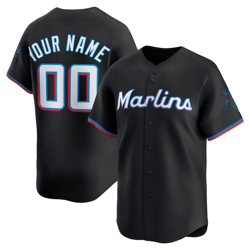 Custom Miami Marlins Black HOLBERT Alternate Limited Jersey