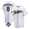 Los Angeles Dodgers #8 Enrique Hern¨¢ndez Player Gold White HOLBERT World Series Meet 2026 Collection Stadium Game Stitched Jerseys