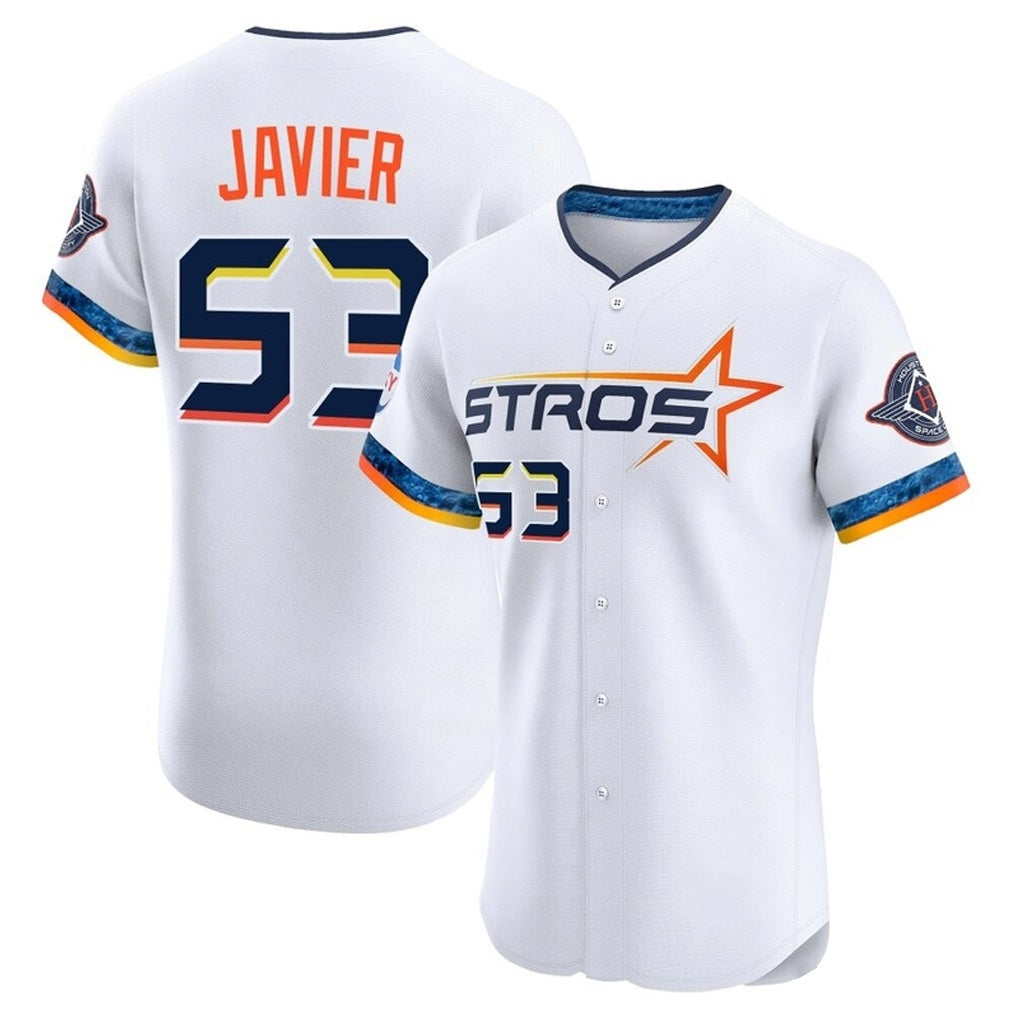 Houston Astros #53 Cristian Javier Player White HOLBERT City Connect Limited Elite Home Stitched Jerseys