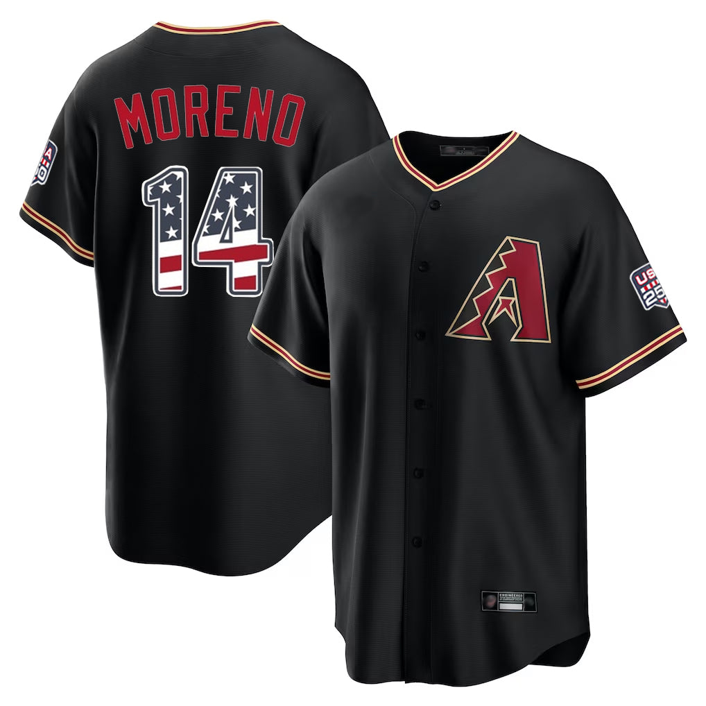 Arizona Diamondbacks #14 Gabriel Moreno Player Black HOLBERT USA 250 Fourth of July Game Home Stitched Jerseys