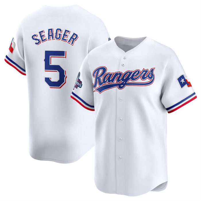 Texas Rangers #5 Corey Seager White HOLBERT 2023 World Series Champions Stitched Jersey