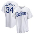 Los Angeles Dodgers #34 Fernando Valenzuela Player White HOLBERT Game Home Stitched Jerseys