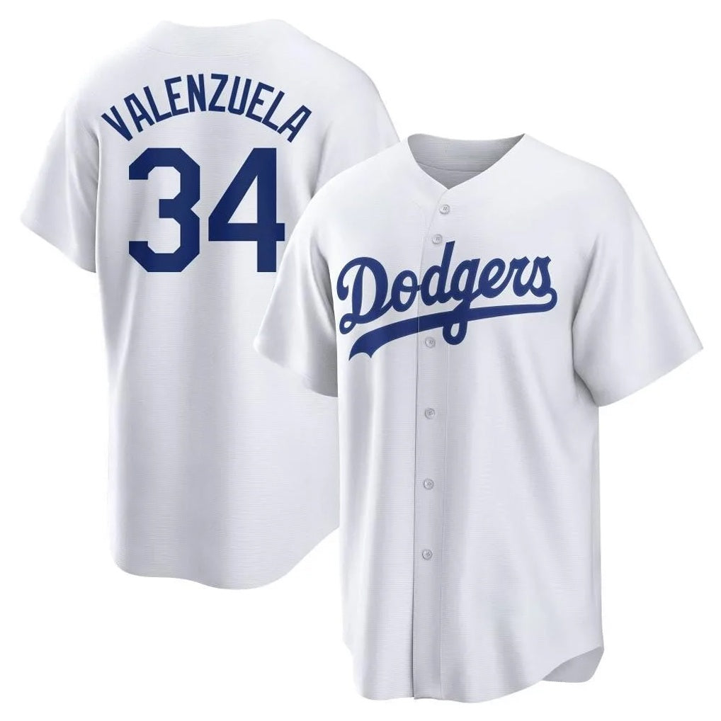 Los Angeles Dodgers #34 Fernando Valenzuela Player White HOLBERT Game Home Stitched Jerseys