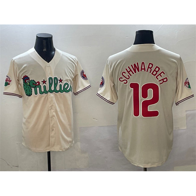 Philadelphia Phillies #12 Kyle Schwarber Cream HOLBERT Phanatic Limited Stitched Jersey