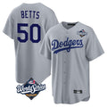 Los Angeles Dodgers #50 Mookie Betts Player Gray HOLBERT World Series Game Stitched Jerseys