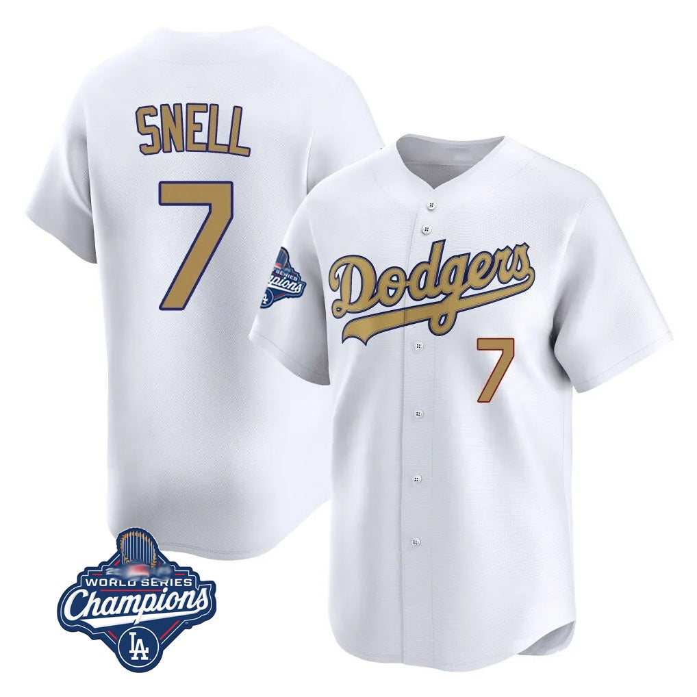 Los Angeles Dodgers #7 Blake Snell Player Gold HOLBERT Collection Limited World Series Meet Home Stitched Jerseys