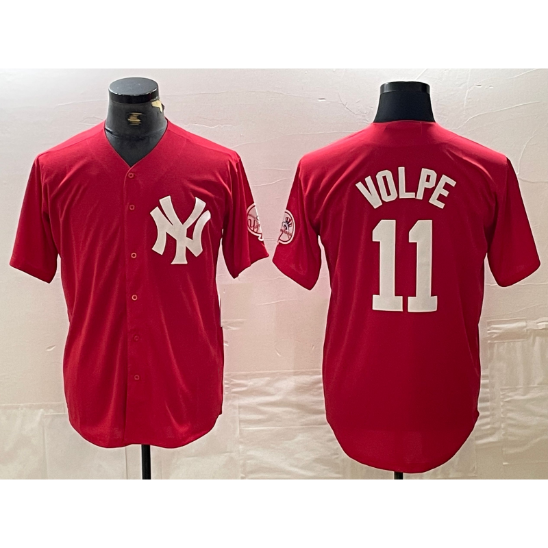 New York Yankees #11 Anthony Volpe Red HOLBERT Fashion Cool Base Jersey