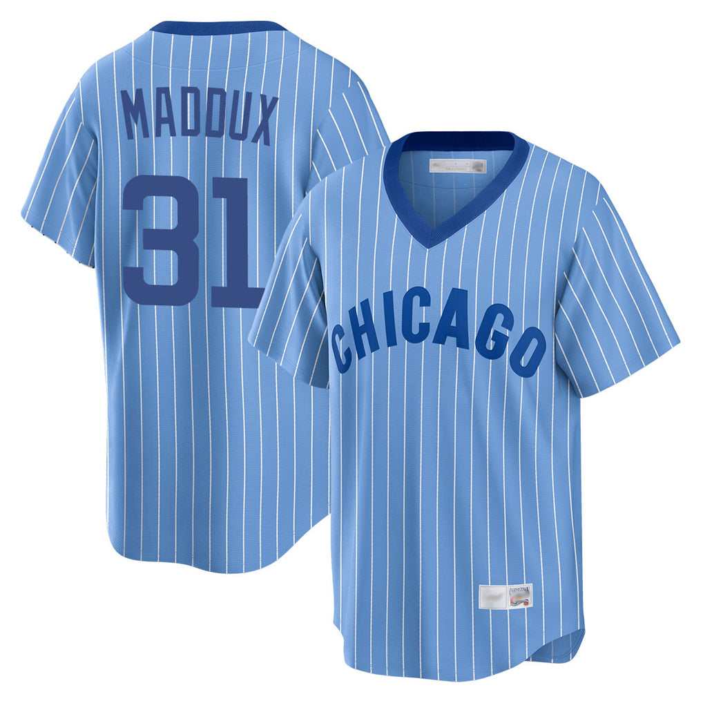 Chicago Cubs #31 Greg Maddux Player Blue HOLBERT T-shirt Cooperstown Collection Limited Stitched Jerseys