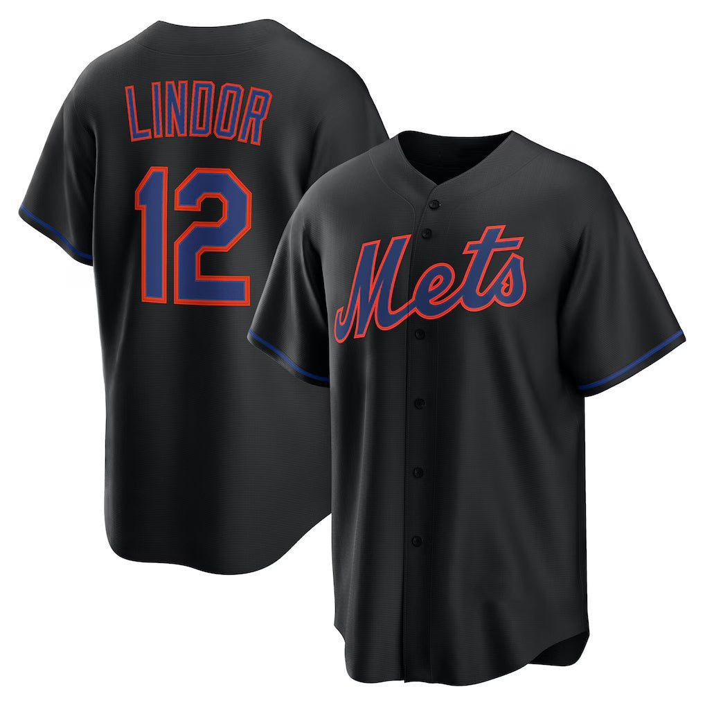 New York Mets #12 Francisco Lindor Black HOLBERT Alternate Replica Jersey