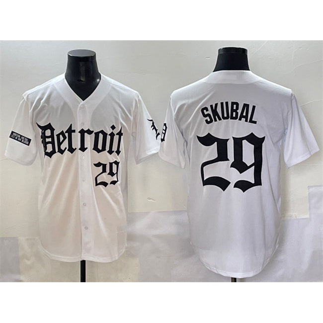 Detroit Tigers #29 Tarik Skubal White HOLBERT 'Motor Gothic Edition' Vapor Premier Limited Stitched Jersey