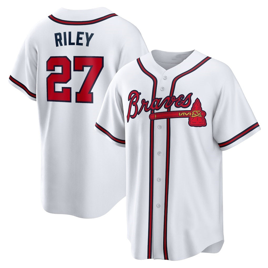 Atlanta Braves #27 Austin Riley White HOLBERT Home Replica Player Jersey