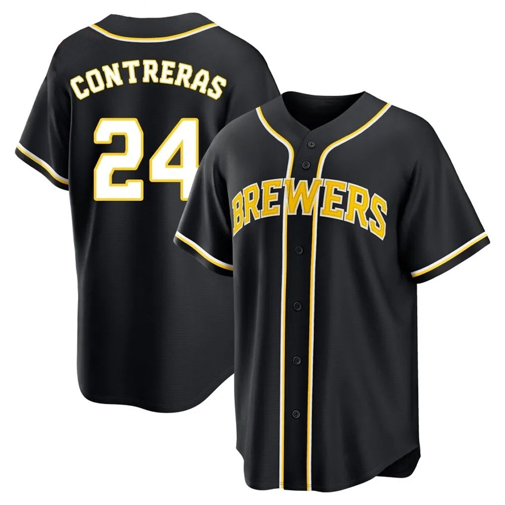 Milwaukee Brewers #24 William Contreras Player Black HOLBERT Fashion Out Home Game Stitched Jerseys