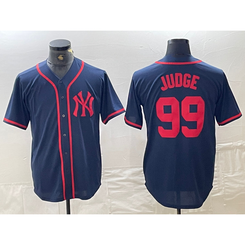 New York Yankees #99 Aaron Judge Navy Red HOLBERT Fashion Cool Base Jersey