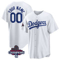 Custom Los Angeles Dodgers ACTIVE PLAYER White HOLBERT 2024 World Series Champions Cool Base Stitched Jersey