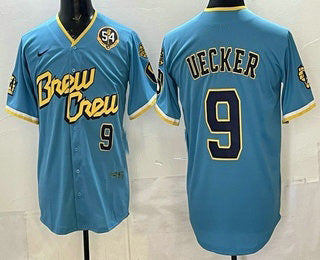 Milwaukee Brewers #9 Bob Uecker Blue HOLBERT City Connect Limited Jersey