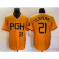 Pittsburgh Pirates #21 Roberto Clemente Number Gold HOLBERT 2023 City Connect Stitched Jersey 2