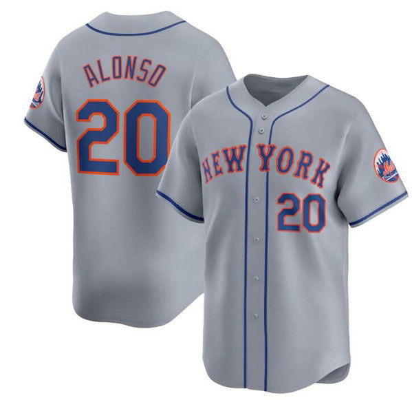 New York Mets #20 Pete Alonso 2024 Gray HOLBERT Away Limited Stitched Jersey