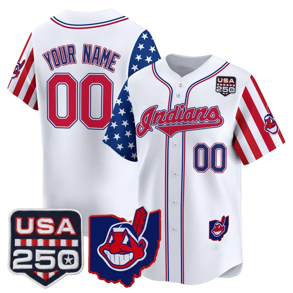 Custom Cleveland Indians White HOLBERT America 250 Edition Vapor Premier Limited Jersey - All Stitched