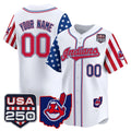 Custom Cleveland Indians White HOLBERT America 250 Edition Vapor Premier Limited Jersey - All Stitched