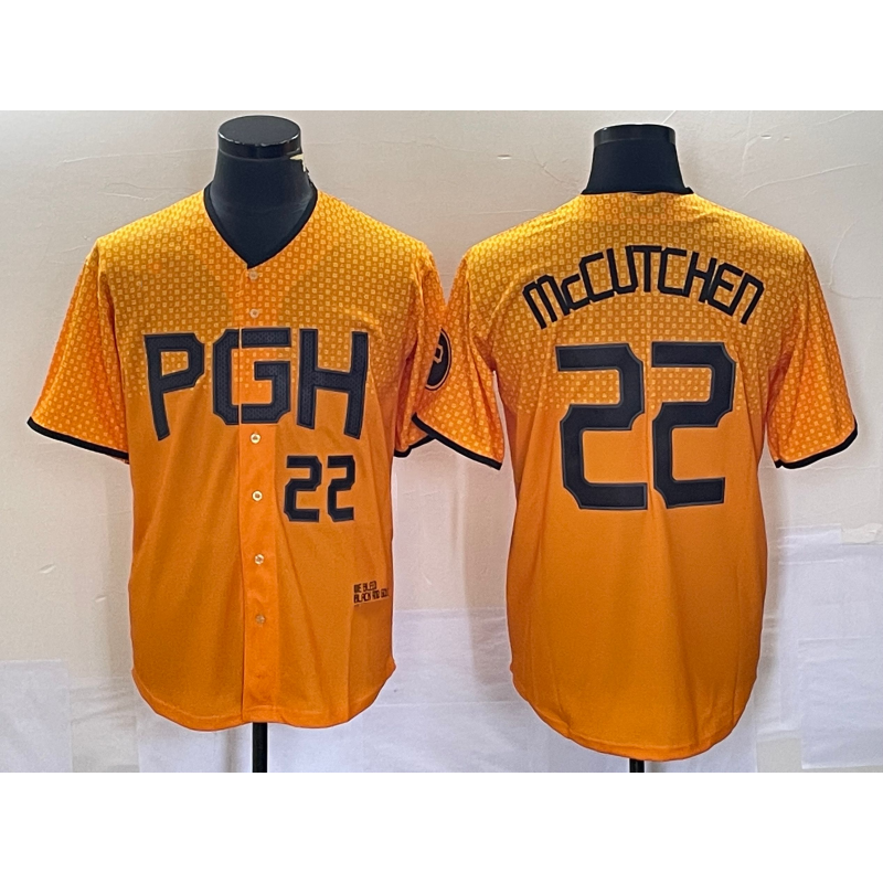 Pittsburgh Pirates #22 Andrew McCutchen Number Gold HOLBERT 2023 City Connect Stitched Jersey 2