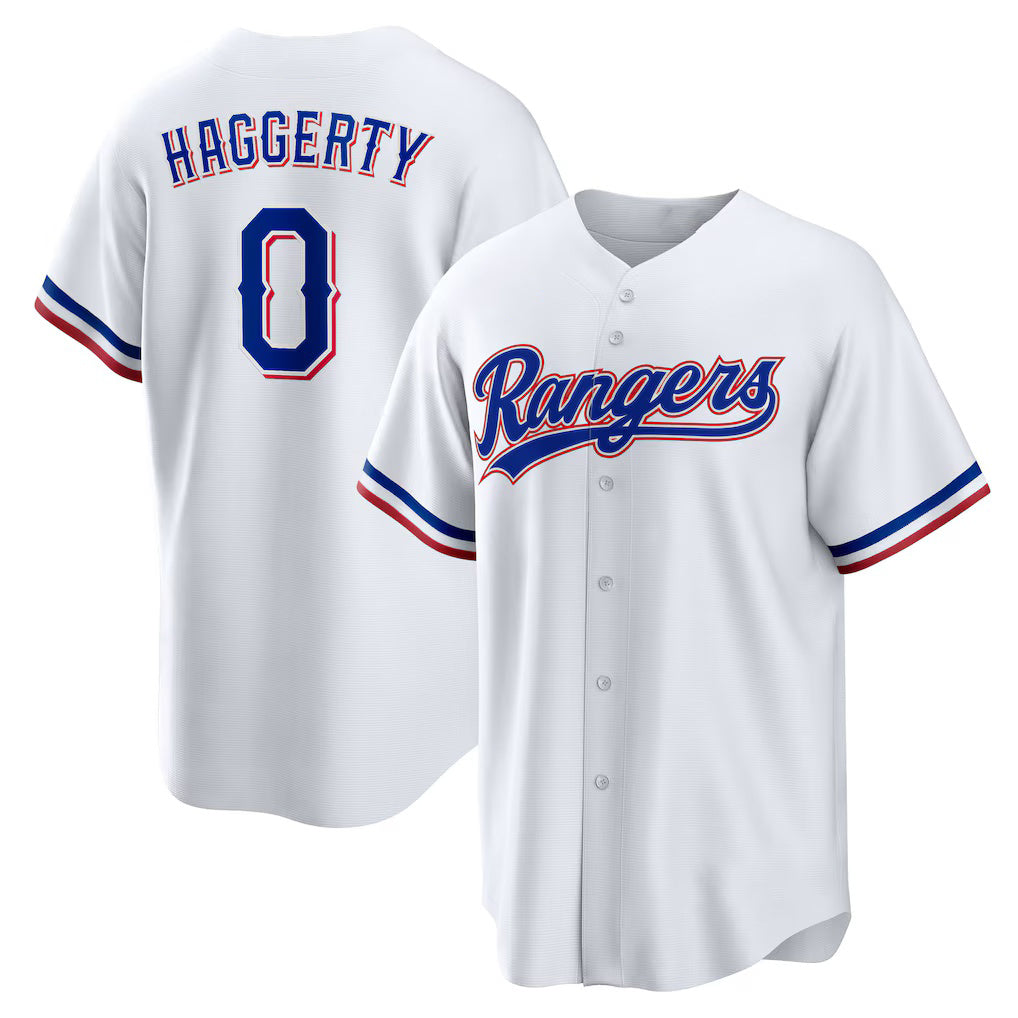 Texas Rangers #0 Sam Haggerty White HOLBERT Home Replica Jersey