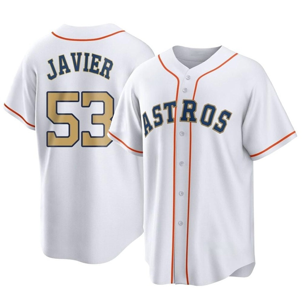 Houston Astros #53 Cristian Javier Player Gold HOLBERT Collection Game Home Stitched Jerseys