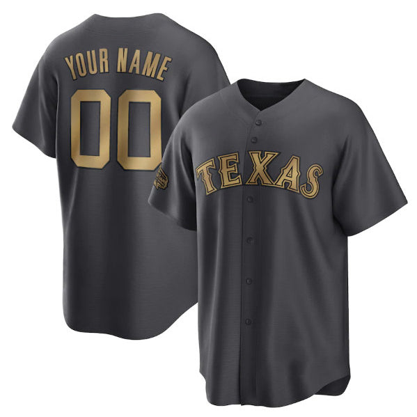 Custom Texas Rangers Active Player Charcoal HOLBERT 2022 All-Star Cool Base Stitched Jersey