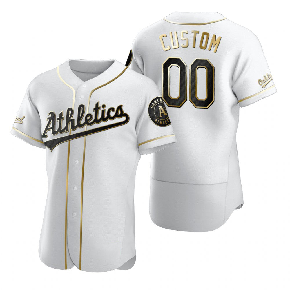 Custom Oakland Athletics White HOLBERT Stitched Flex Base Golden Edition Jersey
