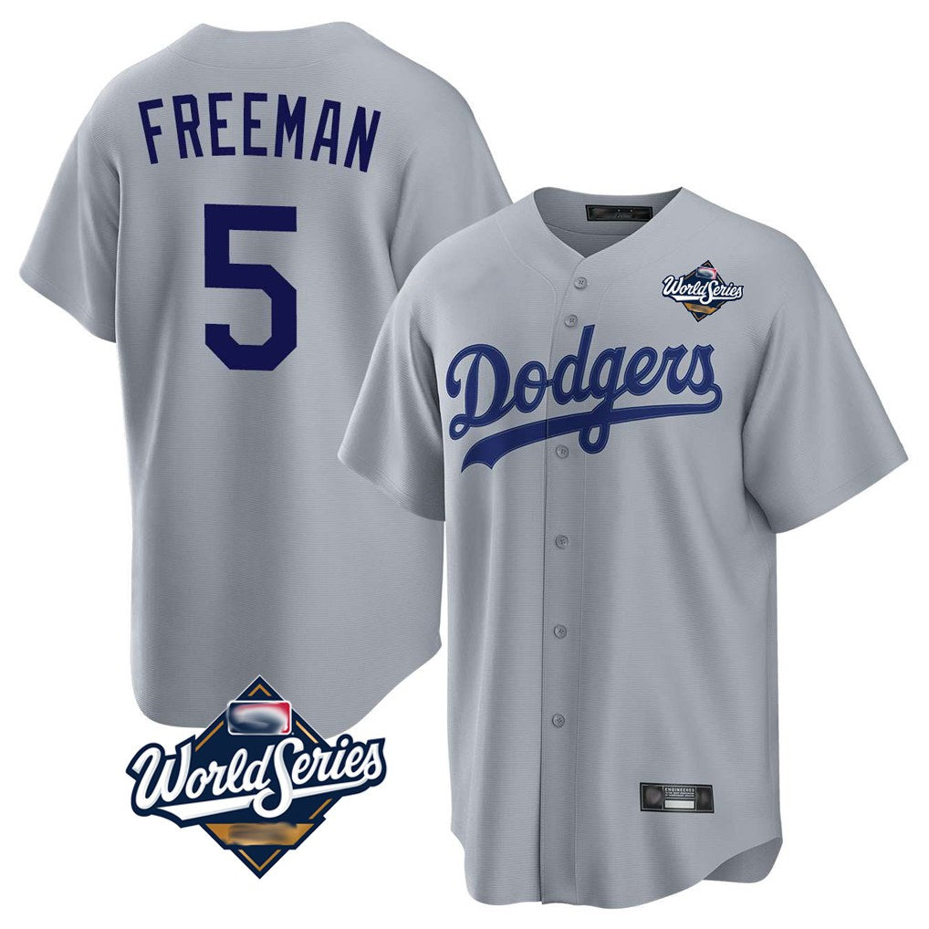 Los Angeles Dodgers #5 Freddie Freeman Player Gray HOLBERT World Series Game Stitched Jerseys