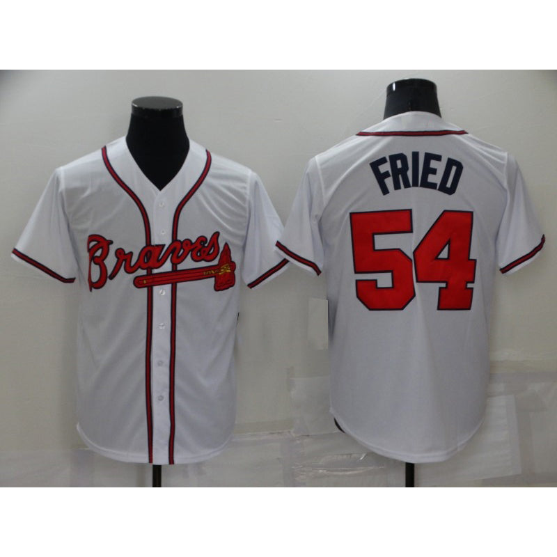 Atlanta Braves #54 Max Fried White HOLBERT Stitched Cool Base Jersey
