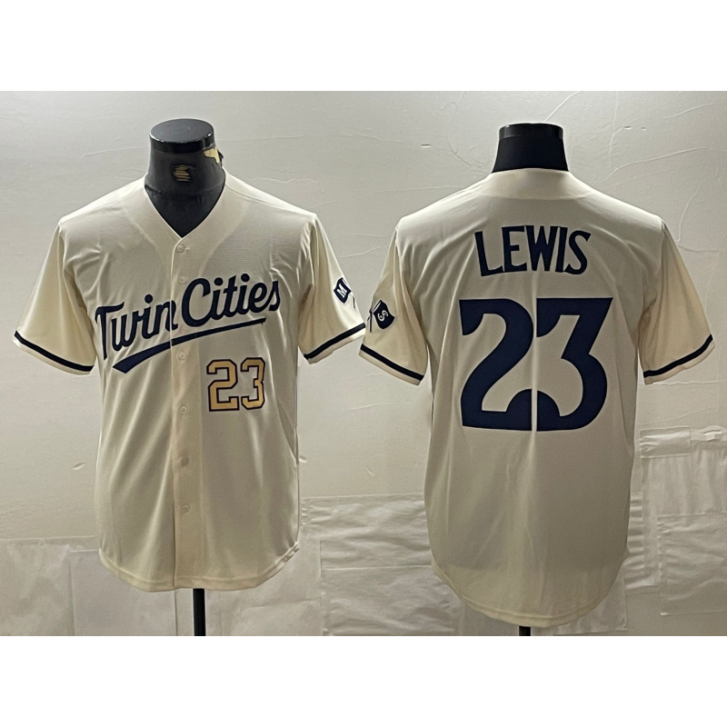 Minnesota Twins #23 Royce Lewis Number Cream HOLBERT Cool Base Stitched Jerseys