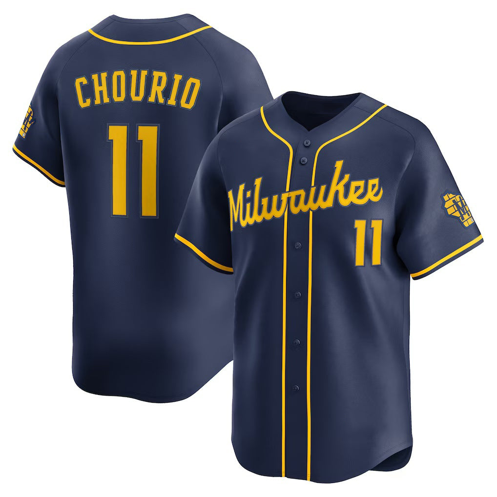 Milwaukee Brewers #11 Jackson Chourio Navy HOLBERT Alternate 2 Limited Jersey