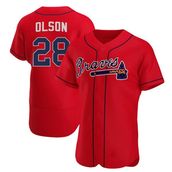 Atlanta Braves #28 Matt Olson Red HOLBERT Flex Base Stitched Jersey