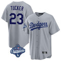 Los Angeles Dodgers #23 Kyle Tucker Player Gray HOLBERT World Series Meet Game Stitched Jerseys