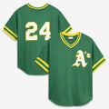 Oakland Athletics #24 Rickey Henderson Mitchell & Ness Green HOLBERT Authentic Batting Practice Jersey 2