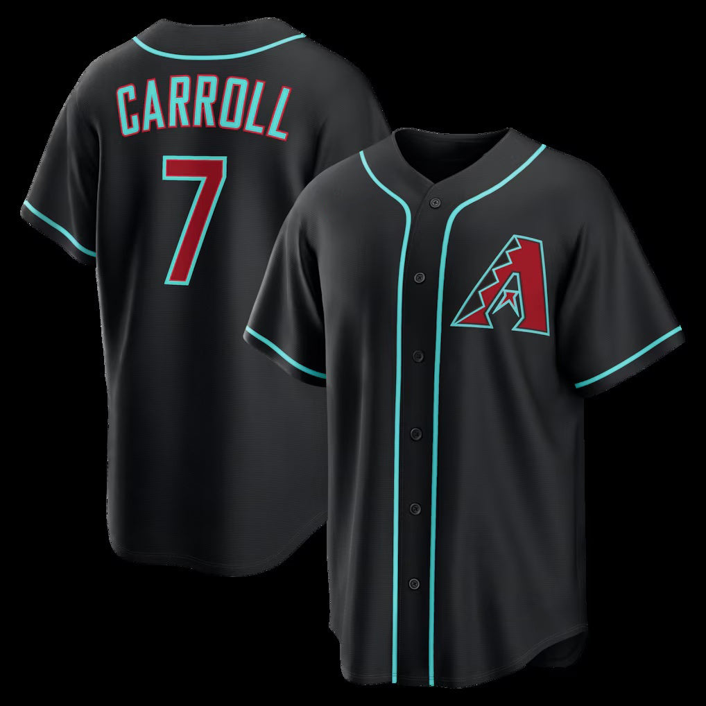 Arizona Diamondbacks #7 Corbin Carroll Black HOLBERT Alternate Replica Jersey
