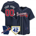 Custom Atlanta Braves 2024 Robinson & Georgia Patch Vapor Premier Limited Jersey ¨C Navy HOLBERT