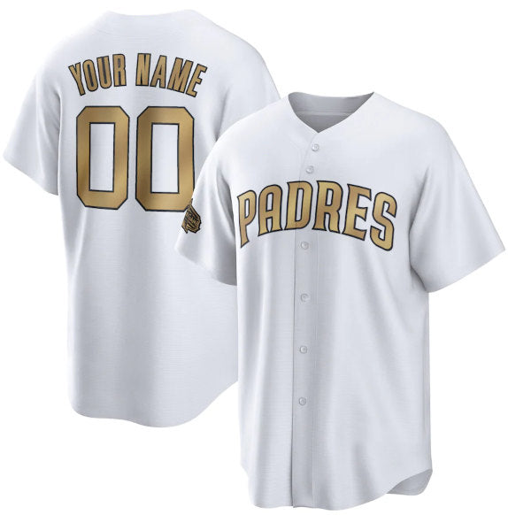 Custom San Diego Padres Active Player White HOLBERT 2022 All-Star Cool Base Stitched Jersey